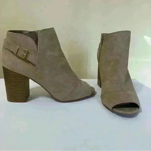 APT 9 Bootie Clocktan Peep Toe High Heel Womens Ankle Boot Size 10 Zip Taupe - Picture 10 of 13
